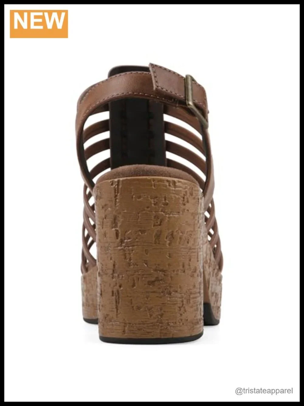Gladiator Platform Sandal Cork Sole Open Square Toe Buckle Adjustable